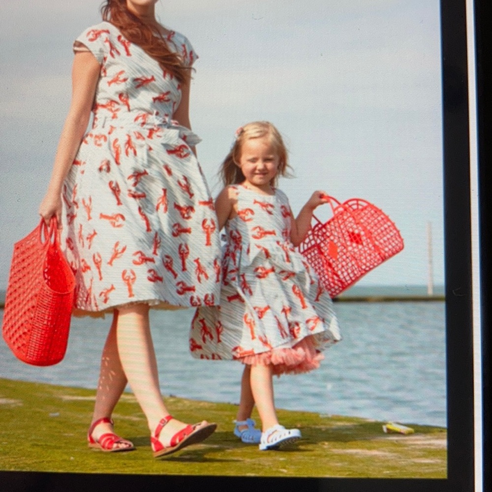 Mommy and Me Palava lobster print organic dresses